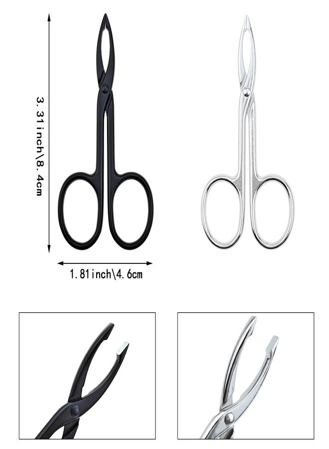 Capiant 4 PACK Tweezers Scissor Straight Tip Brow Scissors for Hair Plucker Remover Facial Hair Eyebrows Care Plucker(Silver and Black) - Image 2